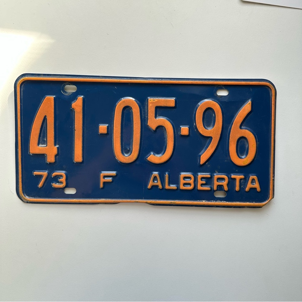 Vintage Alberta FARM license plate 1973 Mancave garage decor antique
